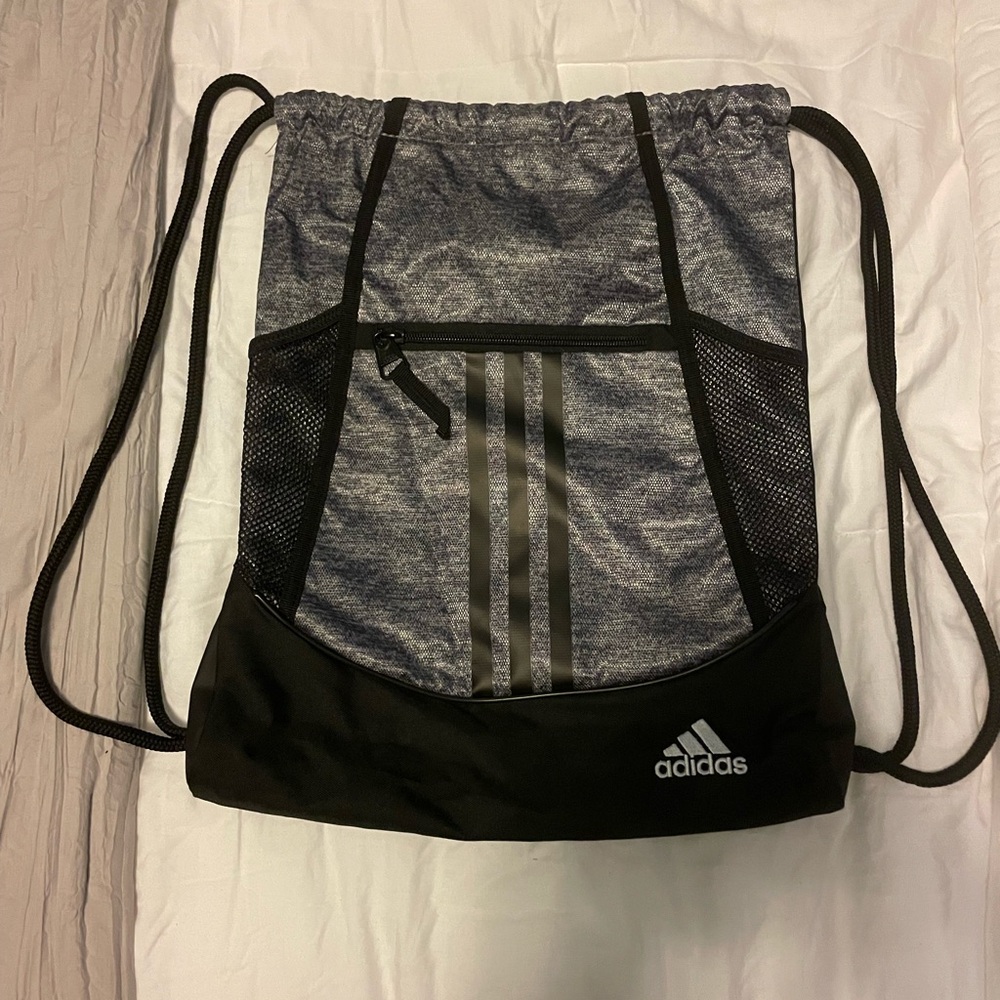 Adidas Gray/Black Drawstring Cinch Sack